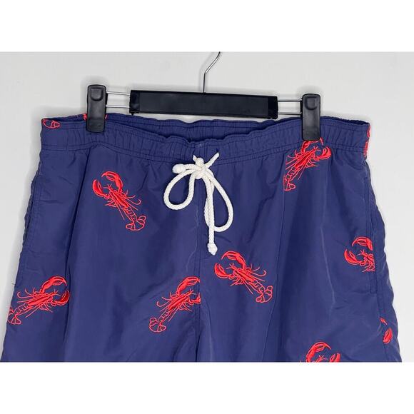 J. McLaughlin Scorpion Pull On Drawstring Waist Swim Trunks Navy/Red Men's M - Picture 3 of 7
